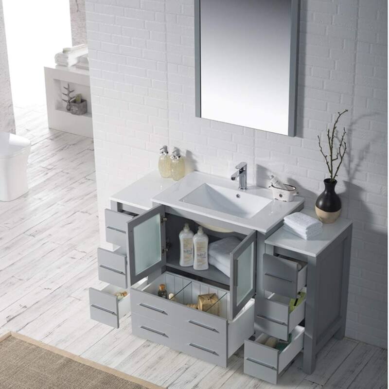 Blossom 54" Solid Wood Bathroom Vanity with Ceramic Sink & Storage