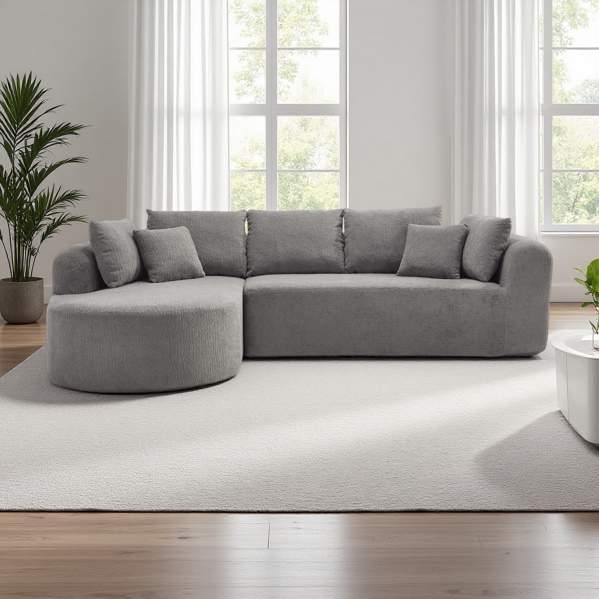 109" Chenille L-Shaped Modular Sectional Sofa with 7 Pillows and Memory Foam Filling