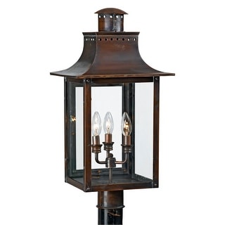 Chalmers 3-Light Outdoor Post Lantern in Aged Copper