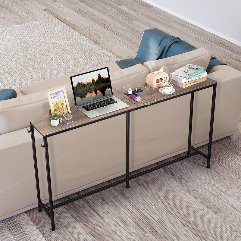63 inch Console Table with Charging Station