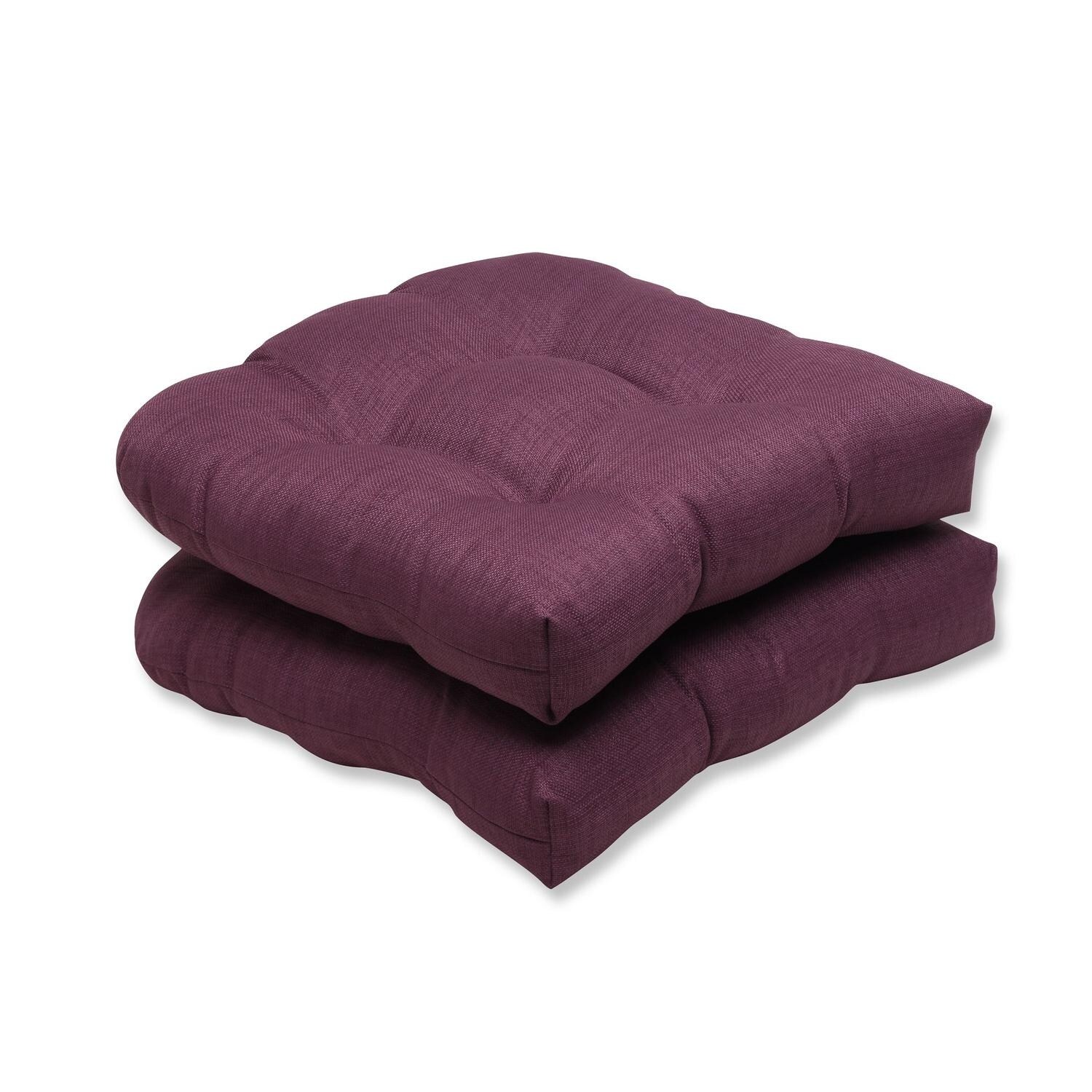 Set of 2 Purple UV/Fade Resistant Outdoor Patio Seat Cushion with