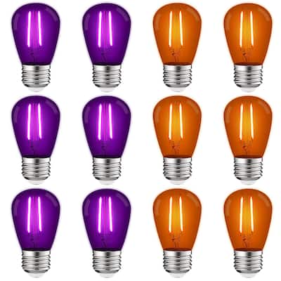 Luxrite S14 Halloween LED Purple and Orange Light Bulbs 0.5W Outdoor String Lights UL E26 Indoor Outdoor