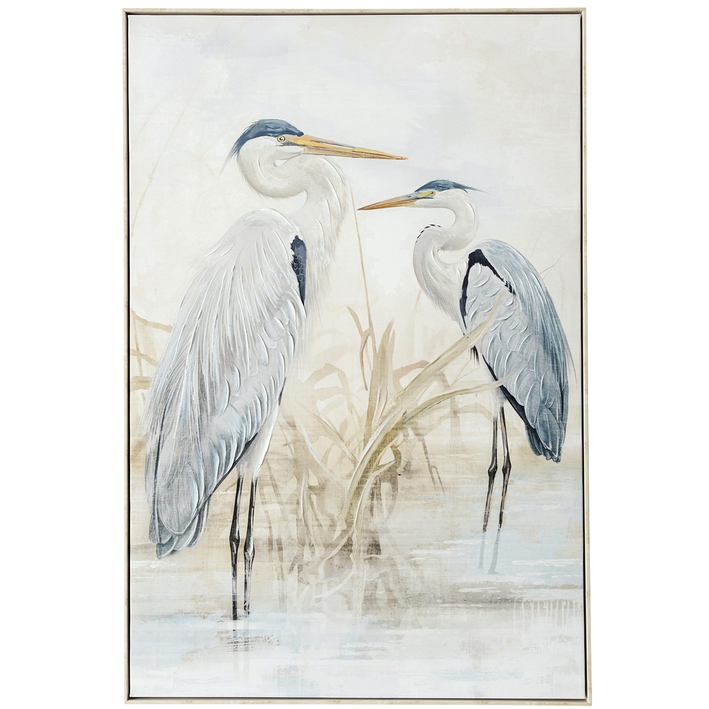 StyleCraft Southern Egret II Hand-Embellished Framed Canvas Wall Art - 32" x 48"