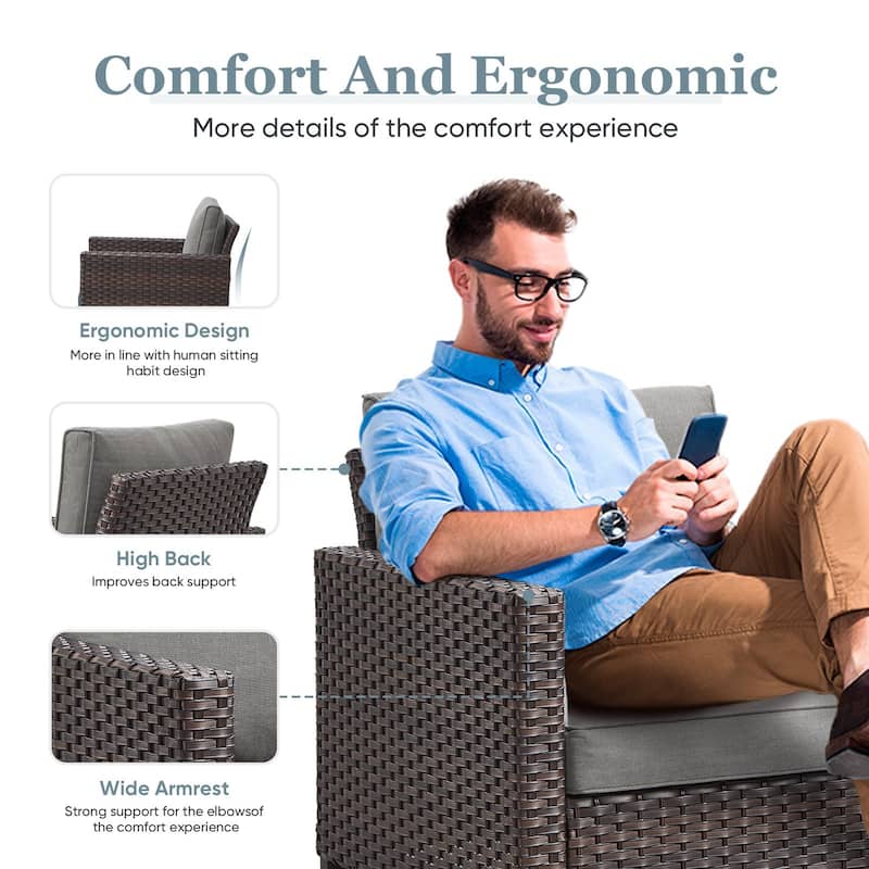 Outdoor Swivel Glider Chairs with Soft Cushion