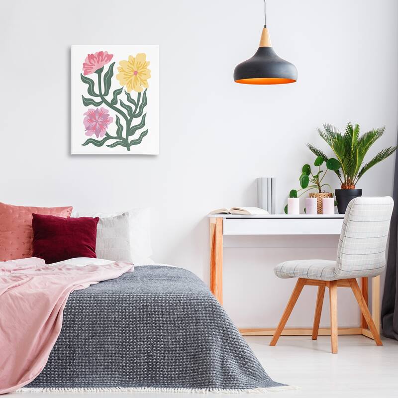 Stupell Modern Blooms with Curved Leaves Canvas Wall Art Design By Kim Allen