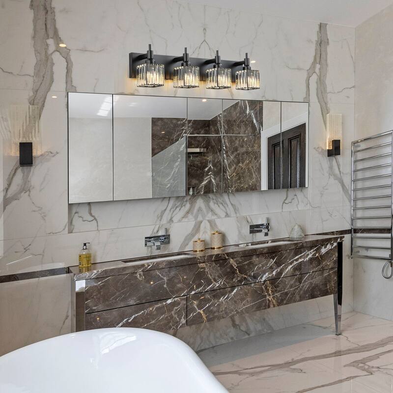 2/3/4-Light Modern Bathroom Crystal Vanity Light Wall Sconces