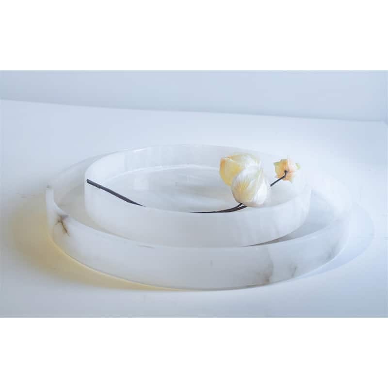 Lg. Alabaster Round Tray 12"Dia