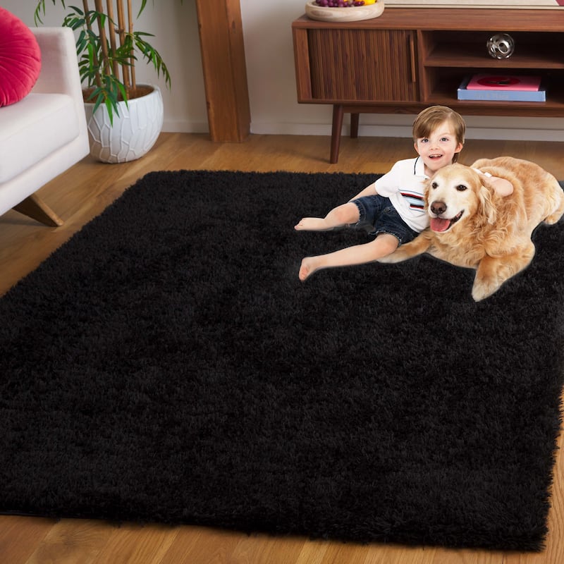 SAFAVIEH Lindsay Shag Luann Contemporary Rug - 8' x 10' - Black