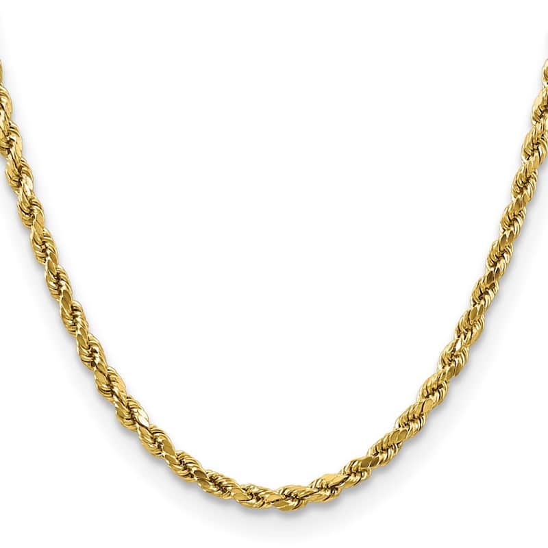 Curata 14k Gold 4mm Semi solid Sparkle Cut Rope Chain Bracelet