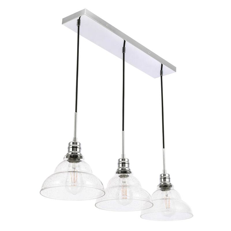 Gia 8.5-Inch 3-Light Clear Seeded Glass Pendant