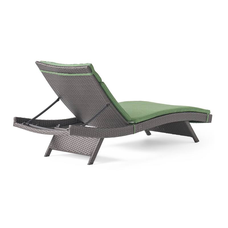 Salem Outdoor Wicker Adjustable Chaise Lounge with Cushion by Christopher Knight Home