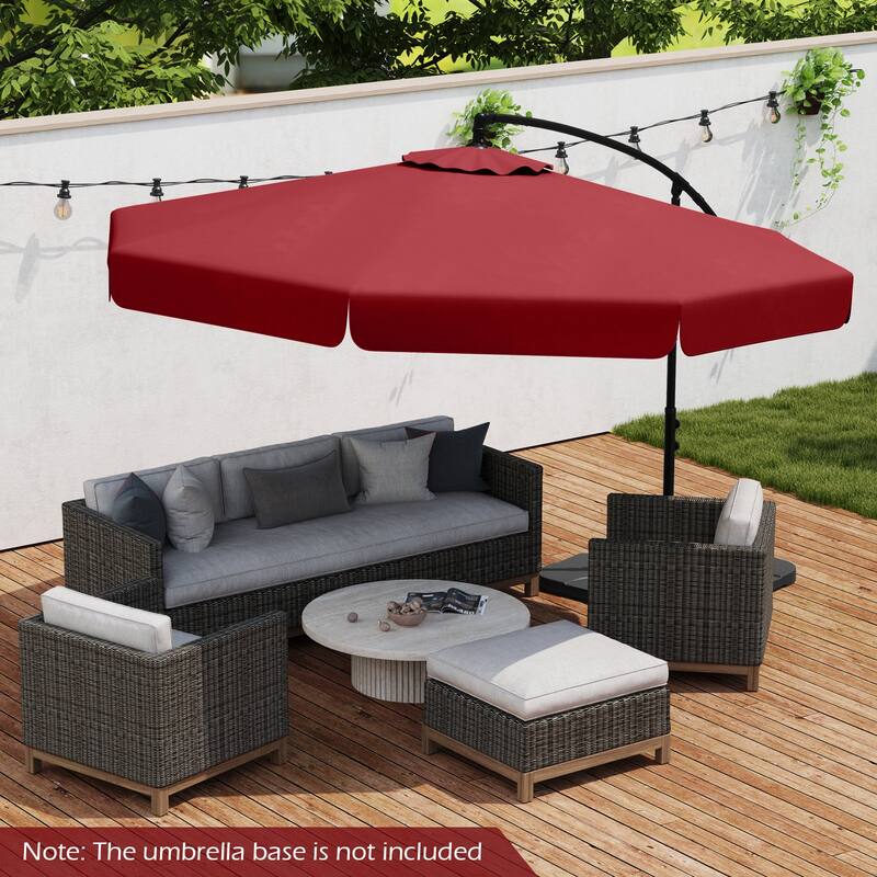 10FT Outdoor Cantilever Umbrella with Fade-Resistant Canopy Tilt Handle and Cover Included (Only Umbrella) - Wine