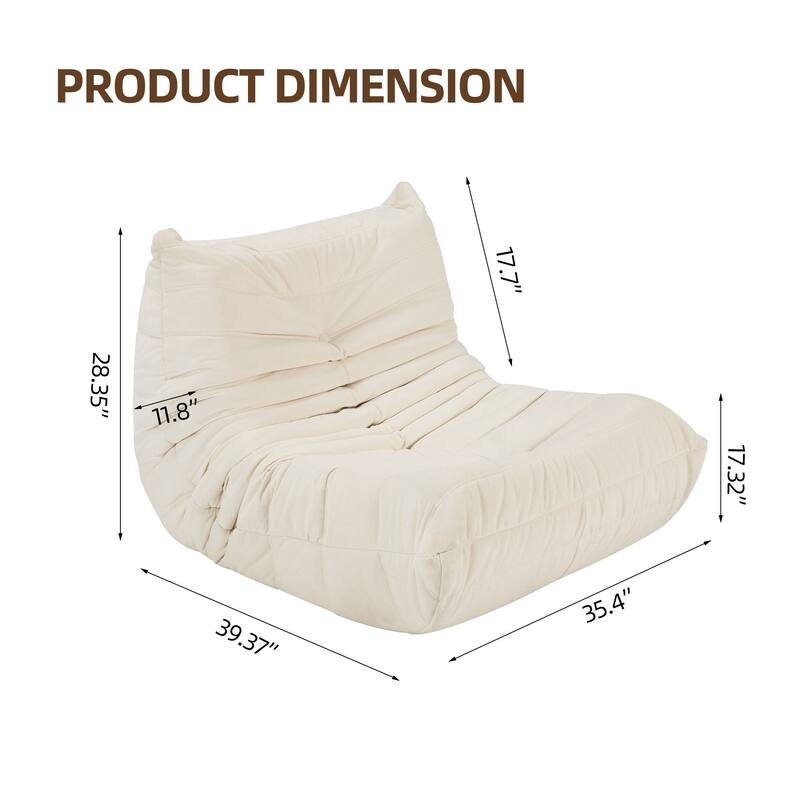 High Density Memory Foam Bean Bag Chair, Adults Large Bean Bag Sofa, Soft Lazy Floor Sofa Lounger with Deep Seat