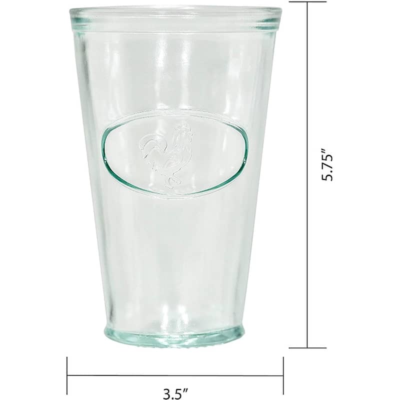 Amici Home Set of 6 Relief Drinking Recycled Rooster Italian Glasses - 16 oz.