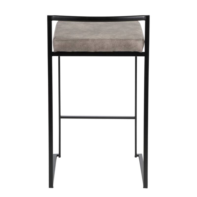 Porch & Den Forrest Contemporary Black Stackable Fully Welded Counter Stool (Set of 2)