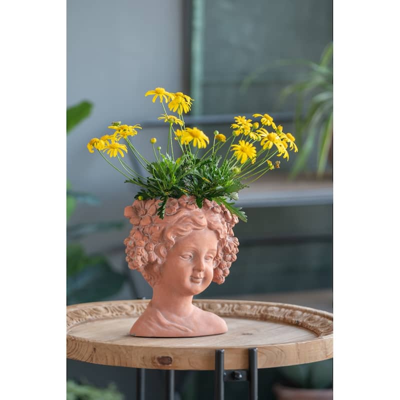 8x4x9" Visage Head Bust Planter, Brown - Home Wall Planter