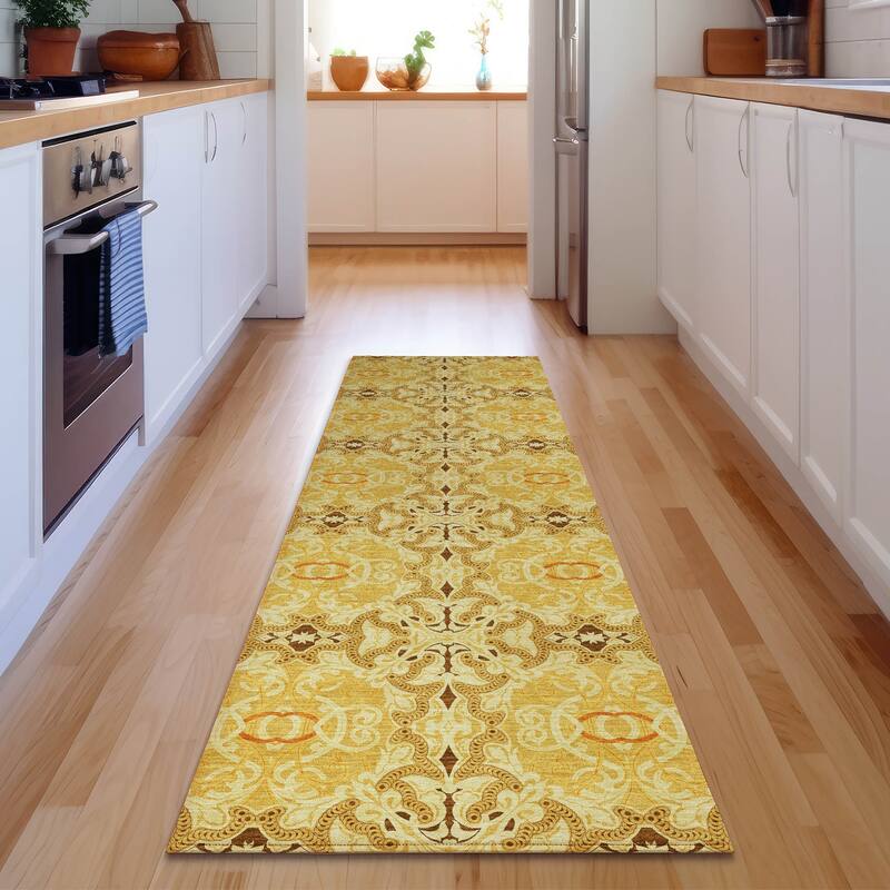 Premium Washable Super Soft Traditional Gladiator Mayfield Rug - Orange - 2' 3" x 7' 6" - Runner