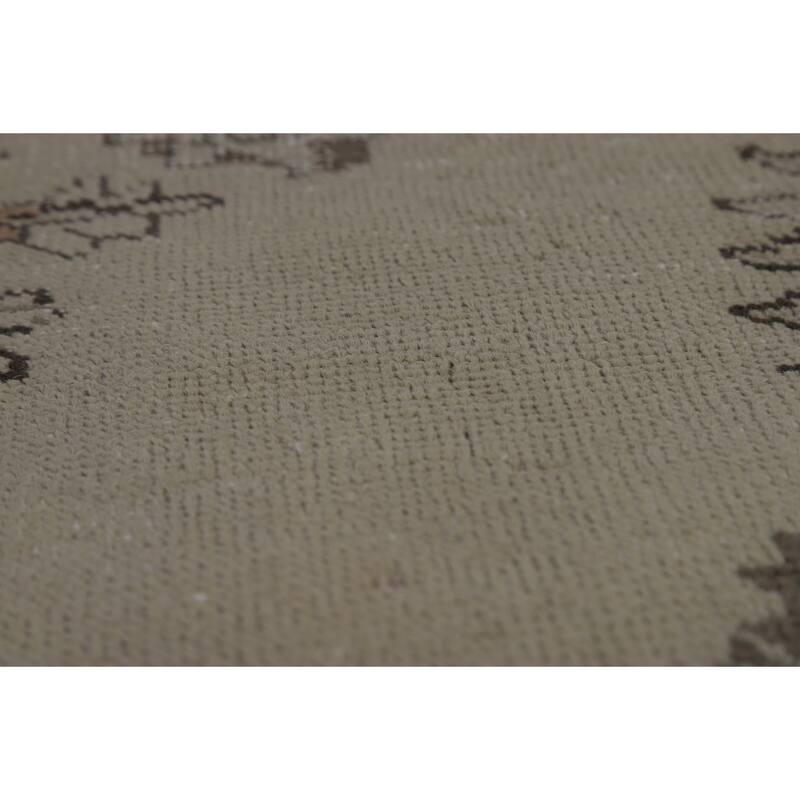 Tabriz Persian Vintage Area Rug Hand-Knotted Beige Wool Carpet - 9'6" x 13'4"