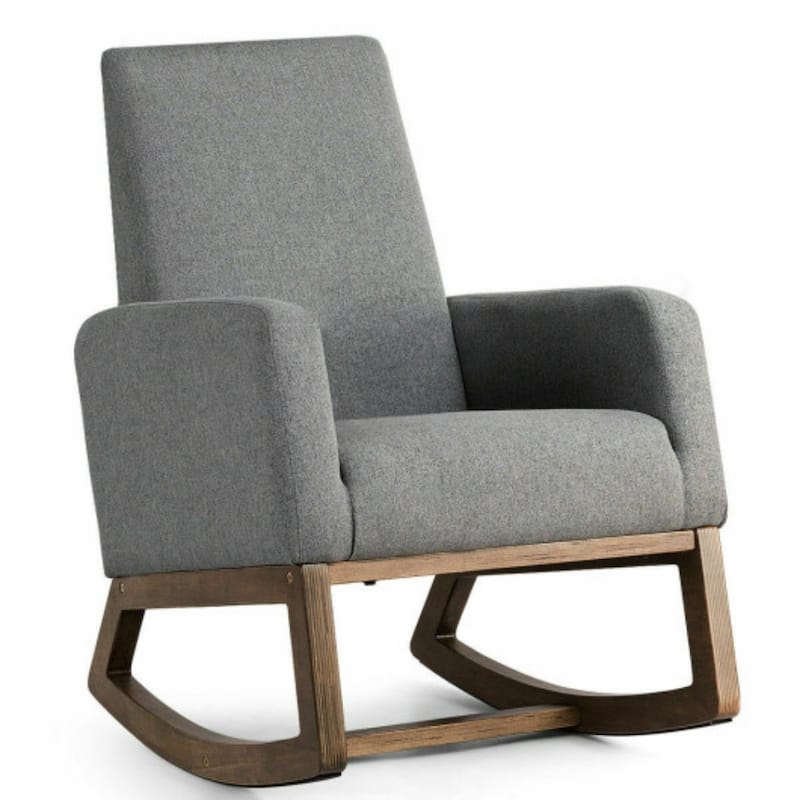 Stylish Mid Century Fabric Rocking Chair - Retro Modern Comfort - 26.5" x 32.5" x 40.5"