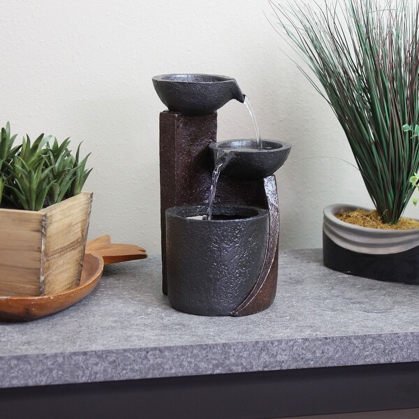 Descending Bowls 3-Tier Indoor Tabletop Water Fountain - 9-Inch