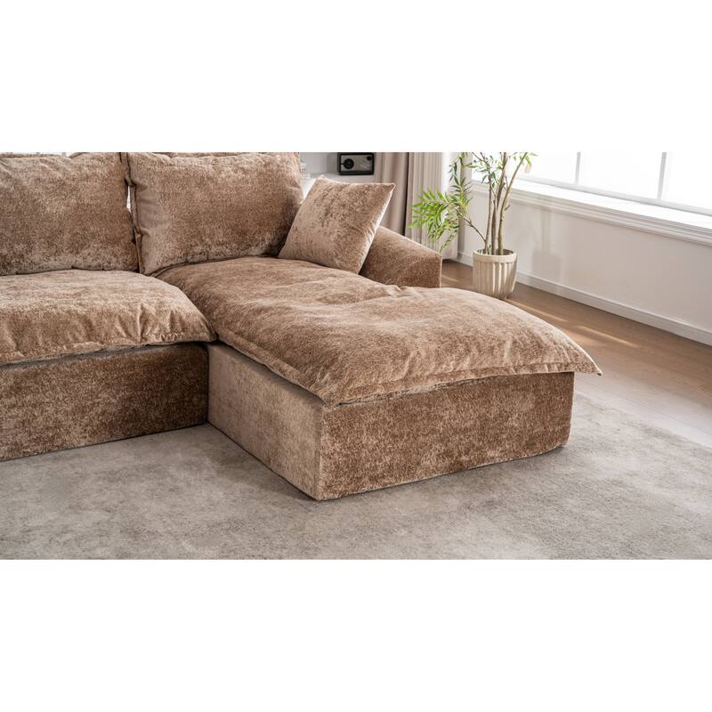 103" L-Shaped Cloud Sectional Sofa with Chaise, Upholstered Boneless Couches for Living Room, Modern Modular Chenille Sofa