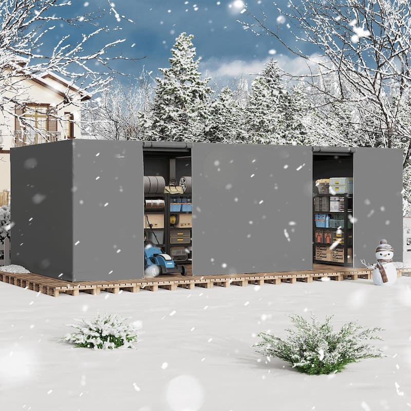 EROMMY Waterproof Pergola Winter Cover with Sidewalls, Mesh Windows and Roll-Up Door, All-Season Weather Enclosure