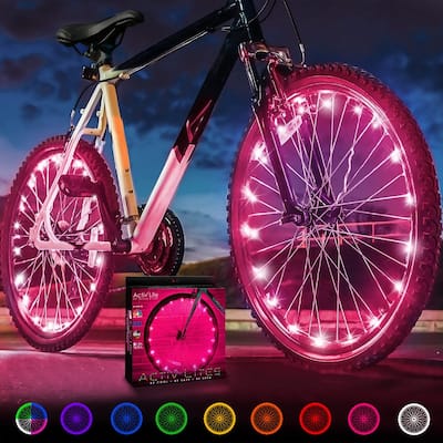 Activ Life Bike Wheel Lights (2 Tires, Pink), Top Birthday & Summer Gifts for Girls, Women, Moms & Friends, Unique Ideas
