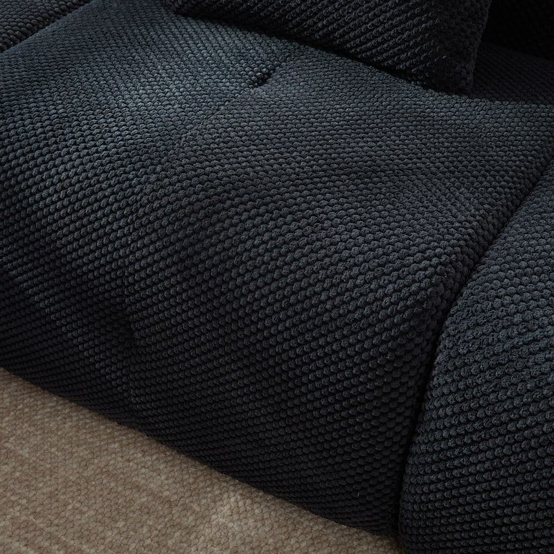 Roomfitters U Shaped Modular Sectional Sofa Bed Chaise, 6-Piece Cloud Tufted Floor Couch with 2 Ottomans and 4 Pillows