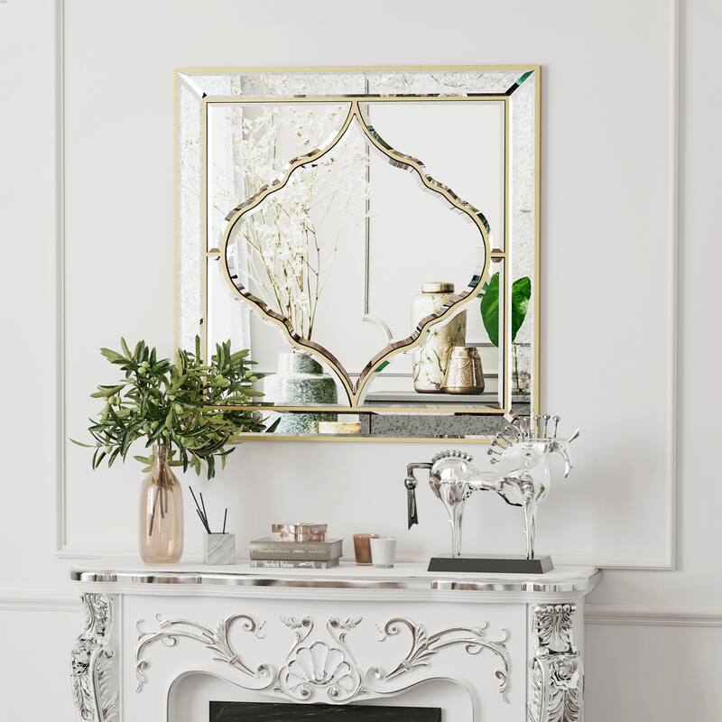 Square Glass Bathroom Wall Vanity Mirror - 32"