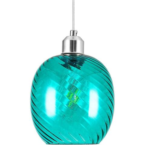 Modern teal glass pendant light mini globe pendant lighting fixture - N/A