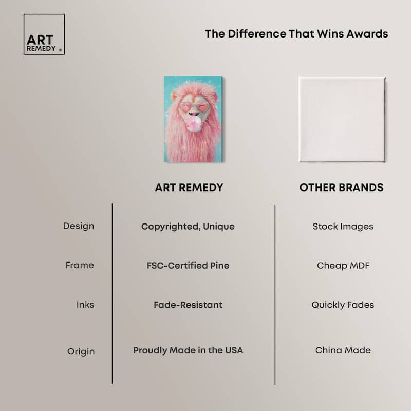 Pastel Lion Bubblegum Canvas by Art Remedy, Gallery Wrapped