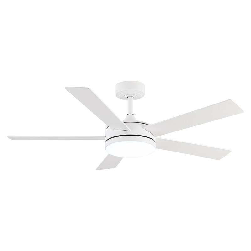 48" Modern White Bedroom Smart LED Ceiling Fan with Remote and App