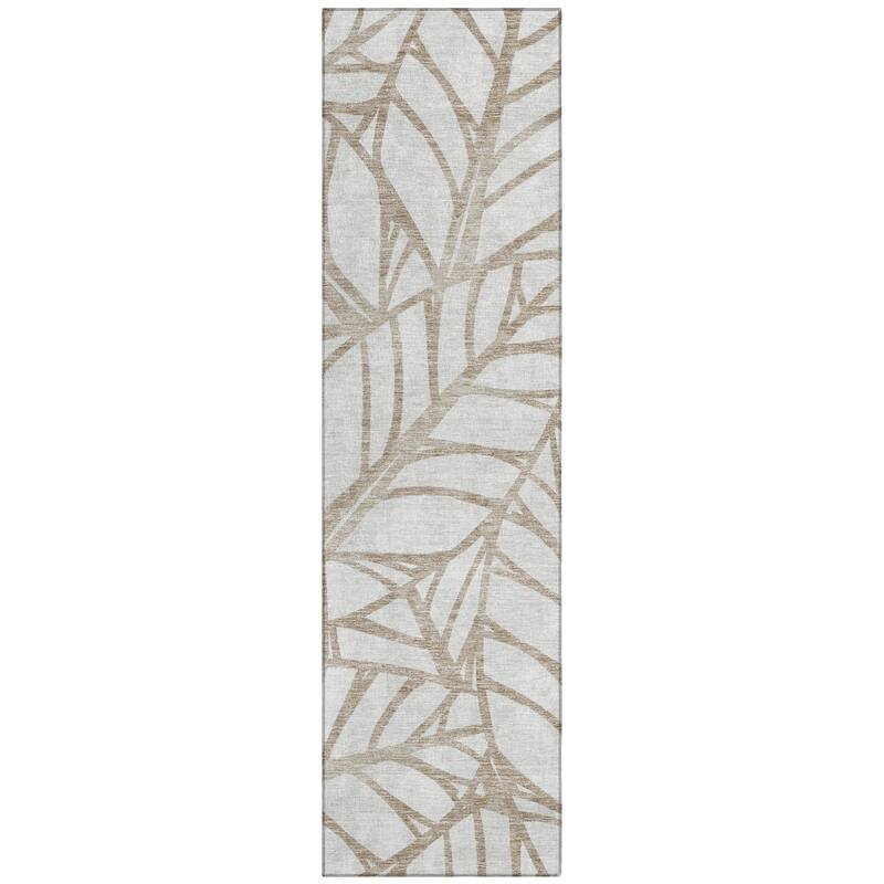 Machine Washable Indoor/ Outdoor Chantille Modern Palm Rug