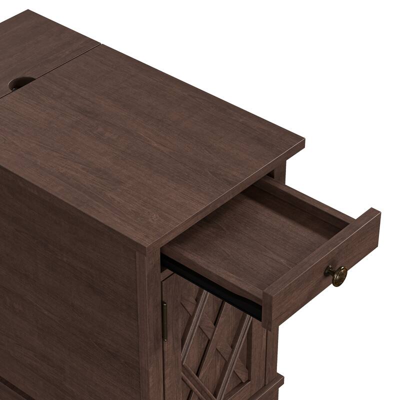 Classic Charging End Table with USB Ports and Storage - 23" in Height