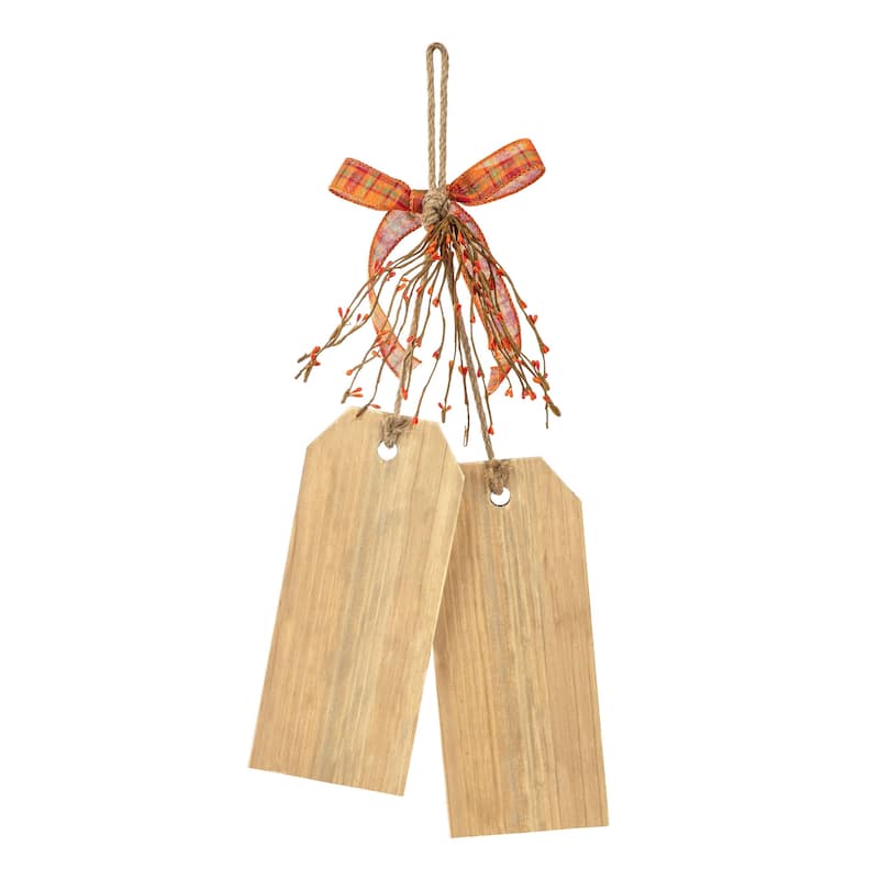 Glitzhome 24"H Hello Fall Give Thanks Wooden Door Hanger Thanksgiving Decor
