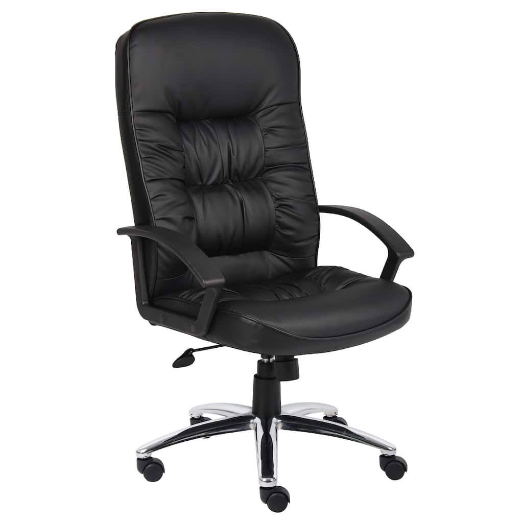 Mala High Back Office Chair, Black Faux Leather, Spring Tilt Mechanism