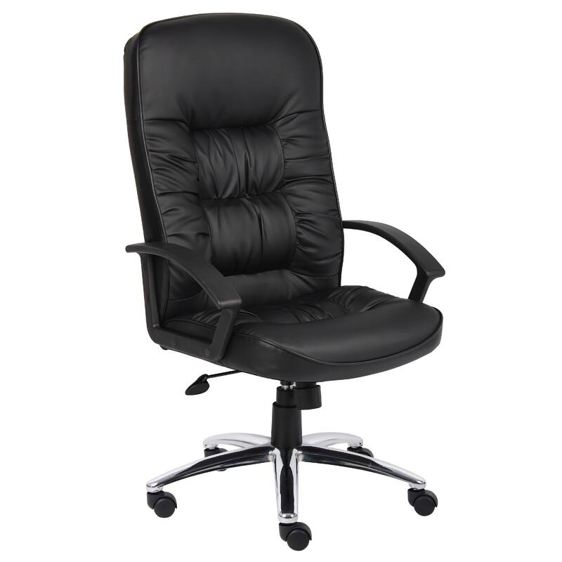 Mala High Back Rolling Swivel Office Chair, Black Faux Leather, Tilt Lock
