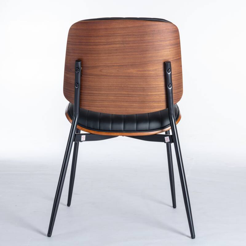 Dining Chairs Set of 2, PU Leather Upholstered Chairs, Kitchen Chairs with Bentwood Back, Metal Legs & Adjustable Foot