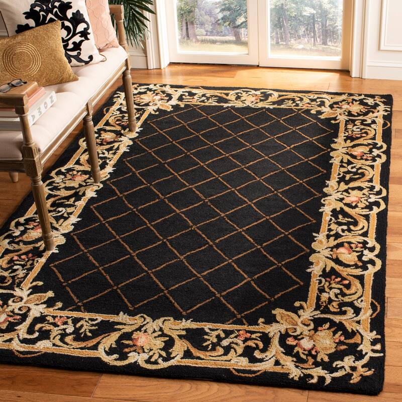 SAFAVIEH Handmade Chelsea Hasime French Country Wool Rug - 9' x 12' - Black