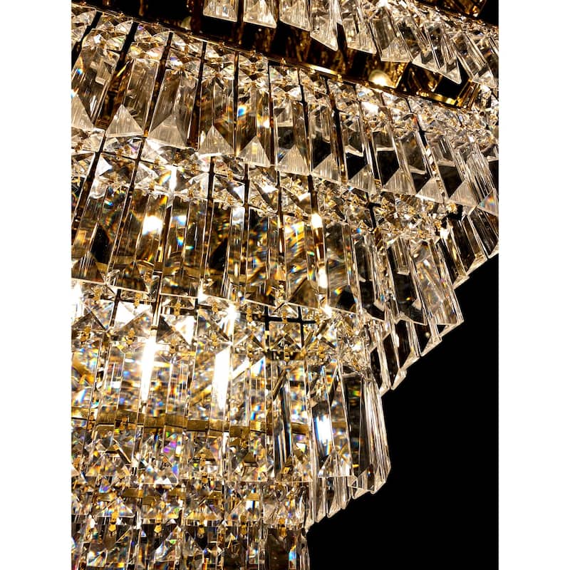Luxury Crystal Chandelier 29" Wide Gold Square Pendant Chandelier