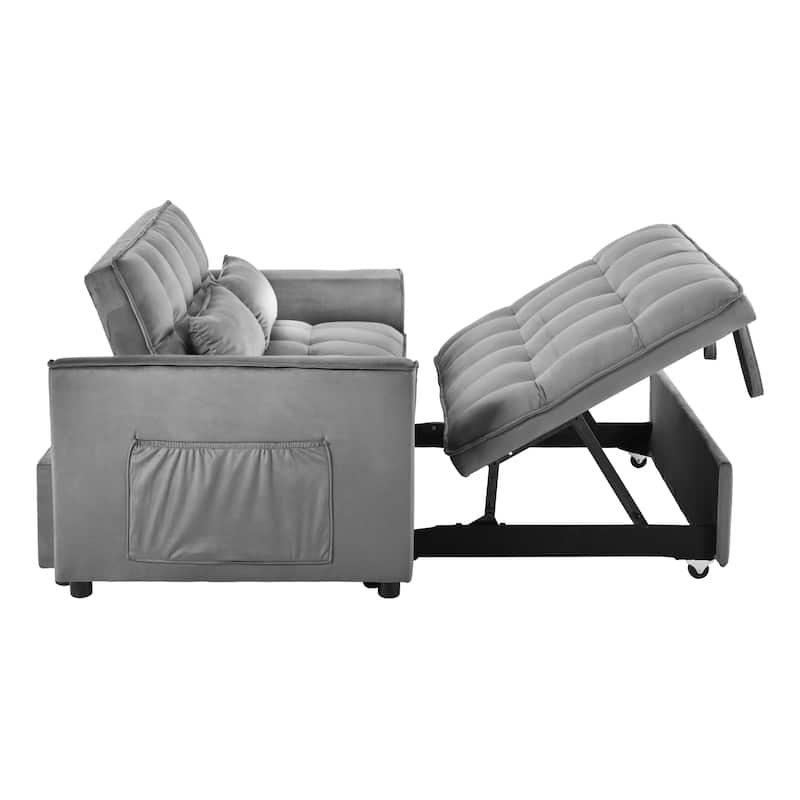 Minimalist Convertible Sofa Bed with Lumbar Pillows, Sleeper Sofa Couch with 3-in-1 Adjustable Backrest