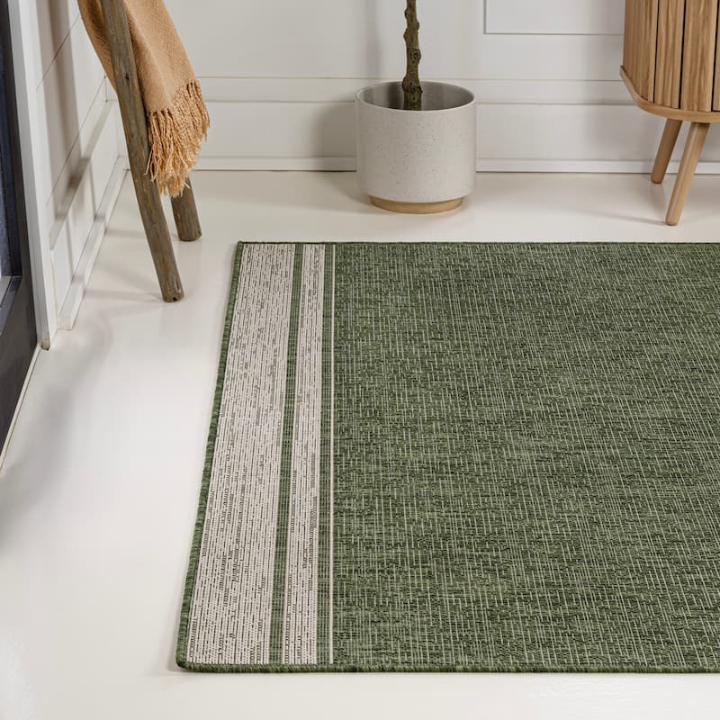 JONATHAN Y Darcy Modern Minimalist Mingled Solid Black/Cream Indoor/Outdoor Area Rug
