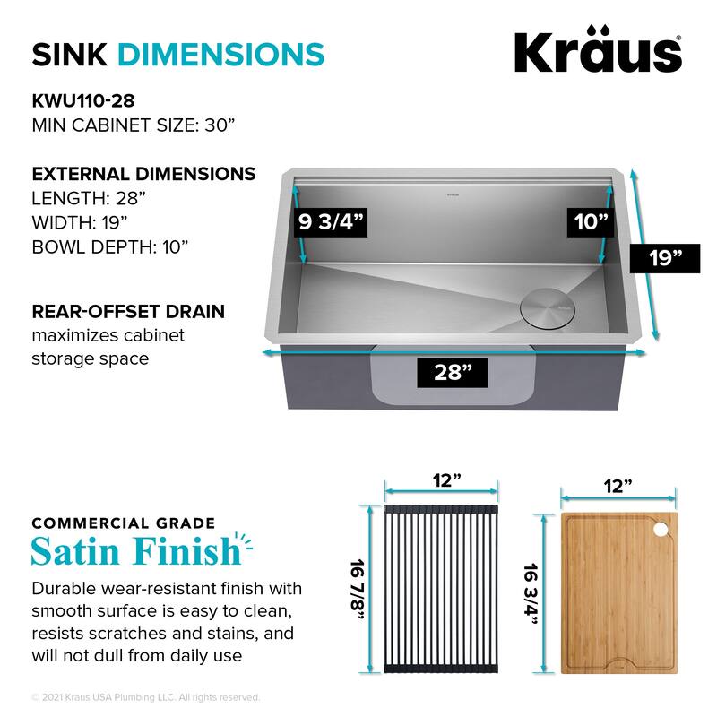 KRAUS Kore Workstation Undermount Stainless Steel Kitchen Sink