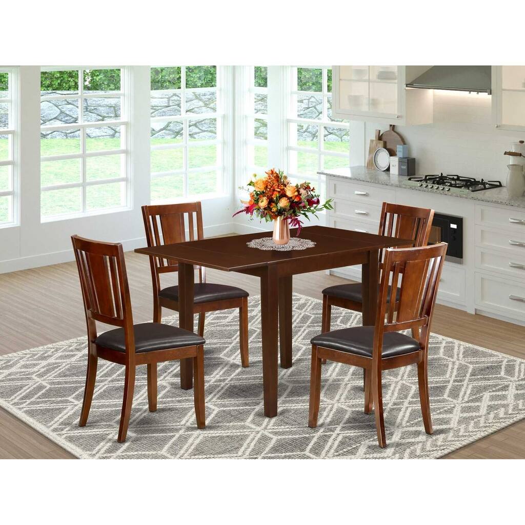 HomeStock 5-Pc Mahogany Finish Solid Wood Top-Dining Room Set-Seats 4