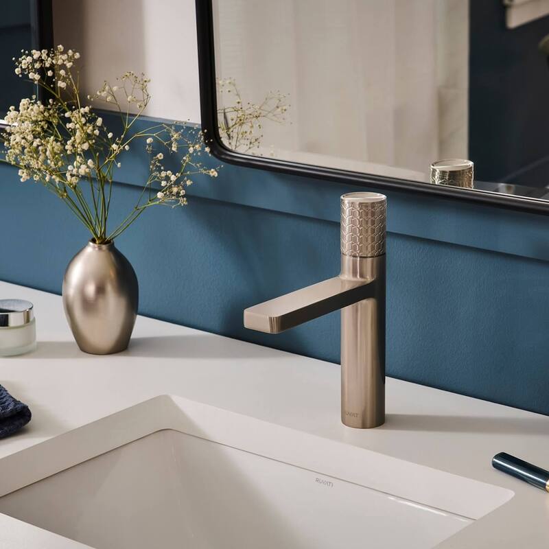 Ruvati Emilio Short Single Handle Cylinder Bathroom Faucet in Brushed Nickel - RVF5133BN - 7'6" x 9'6"