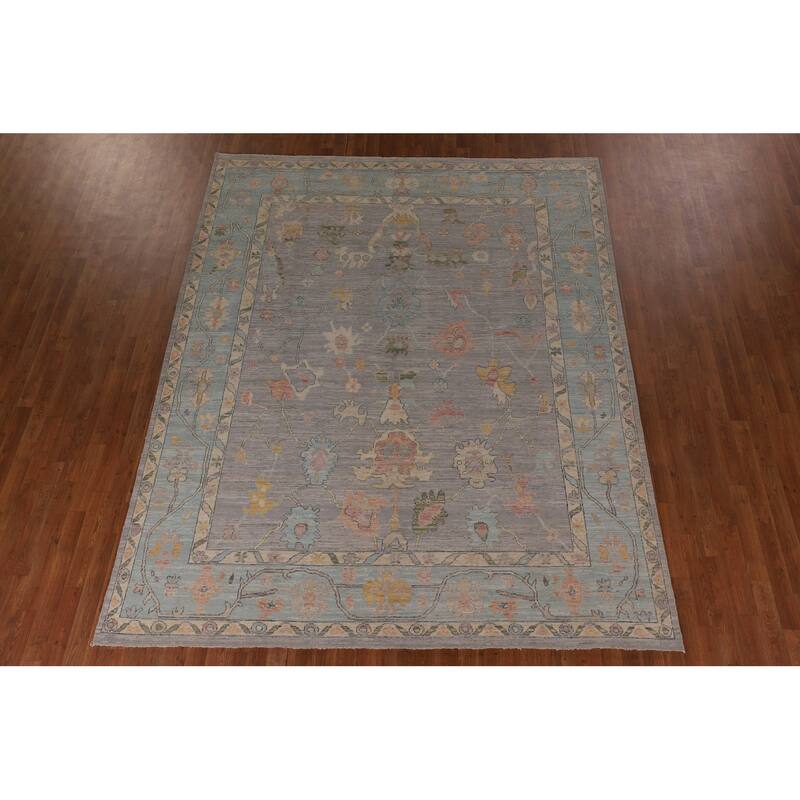 Oushak Turkish Area Rug Vegetable Dye Hand-Knotted Wool Carpet - 8'0" x 10'0"
