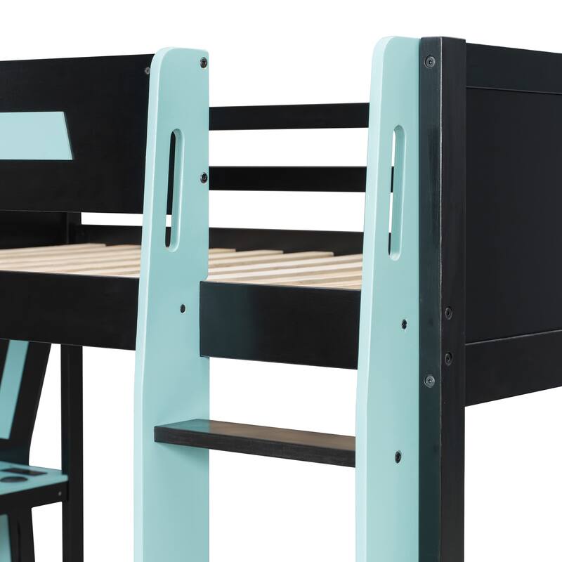 Full Size Gaming Loft Bed with RGB Desk & LED Lights - Heavy Duty Esports Bunk Bed with USB Ports, Cable Management for Gamers