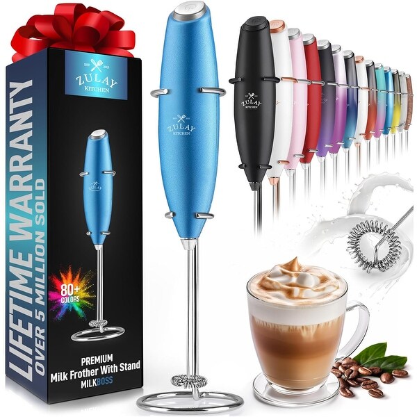 Zulay Kitchen Powerful Milk Frother Handheld Foam Maker for Lattes