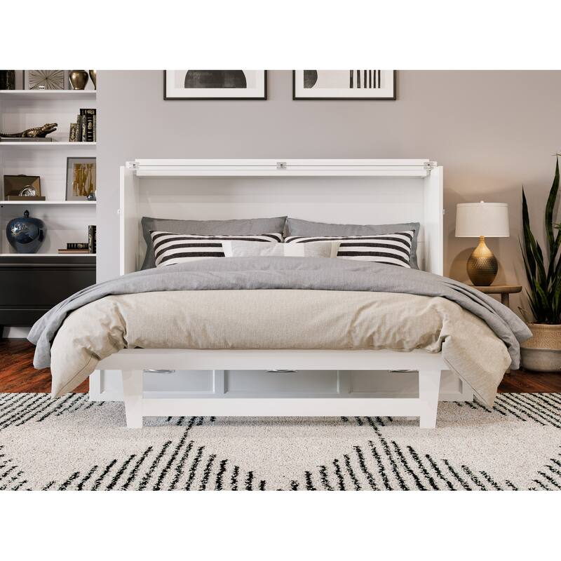 AFI Northfield Murphy Bed Chest with 6" Mattress, Storage Drawer & Built-In Charger