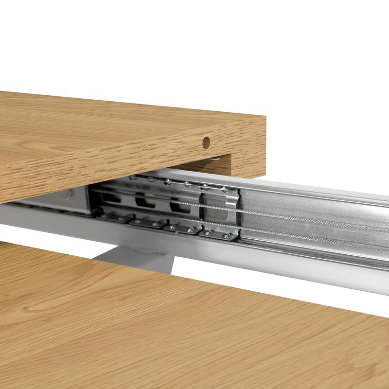Modern Extendable Glossy Dining Table Crossed Metal Base & Stainless Steel Tubes